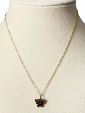 Anna Sui Butterfly 10K Gold Garnet & Synthetic Ruby Necklace